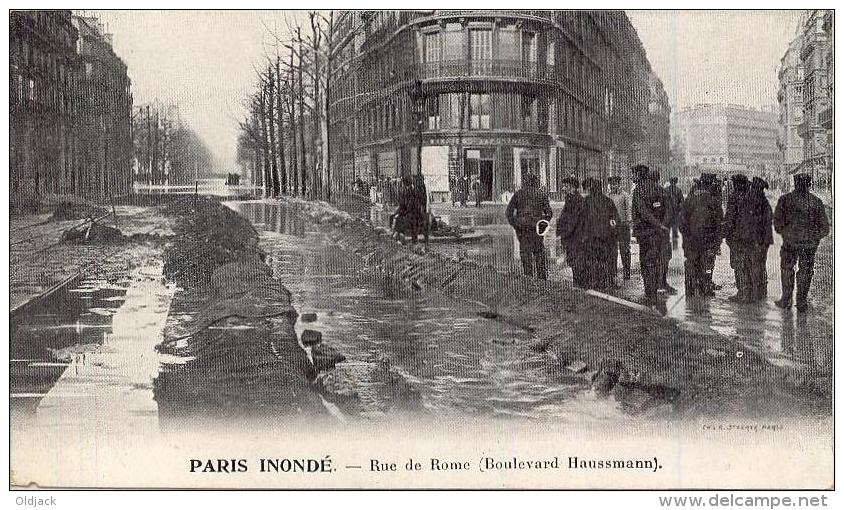 PARIS Inondé Rue De Rome Boulevard Haussemann - Paris Flood, 1910