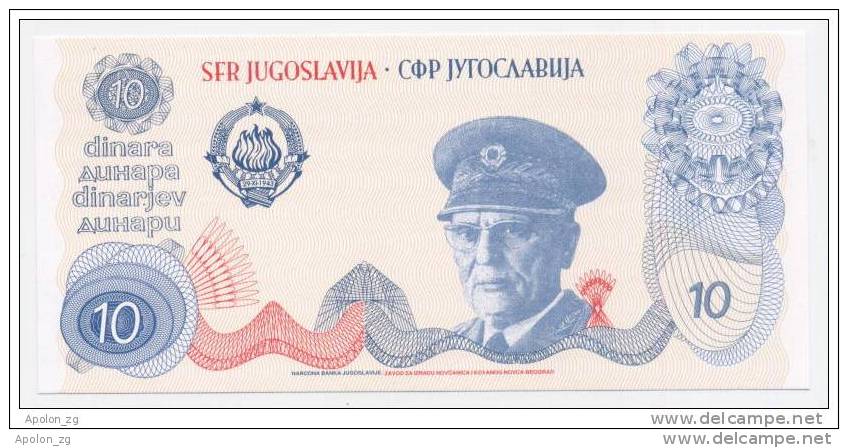 YUGOSLAVIA - JUGOSLAWIEN: 10 Dinar ND1980 UNC  * JOSIP BROZ TITO * PROOF NOTE * UNIFACE - Yugoslavia