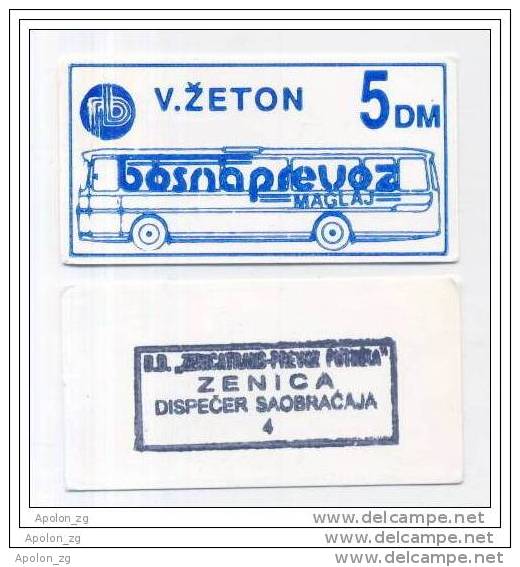 BOSNIA: 5 DM ND(1992) UNC *BOSNAPREVOZ - MAGLAJ*  WAR TIME LOCAL NOTE / Blue - Bosnia Y Herzegovina