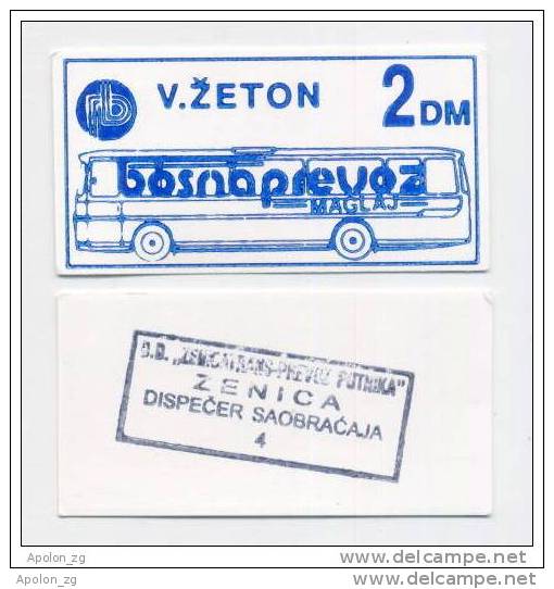 BOSNIA: 2 DM ND(1992) UNC *BOSNAPREVOZ - MAGLAJ*  War Time Local Note ! Blue Color - Bosnia And Herzegovina