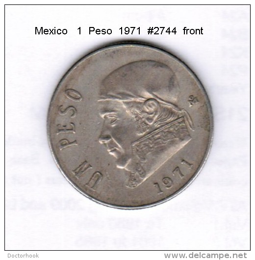 MEXICO   1  PESO  1971  (KM # 460) - Mexico