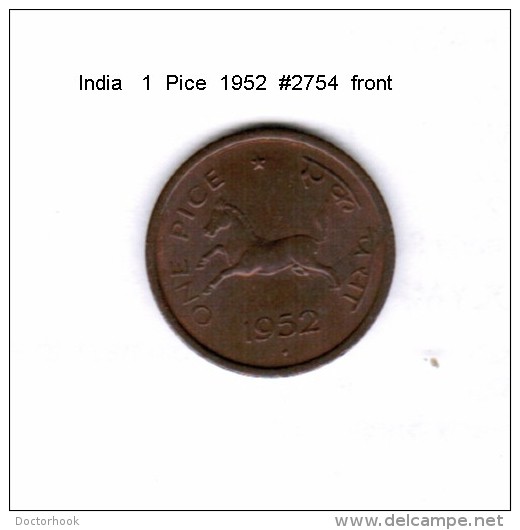 INDIA   1  PICE  1952  (KM # 1.4) - Inde