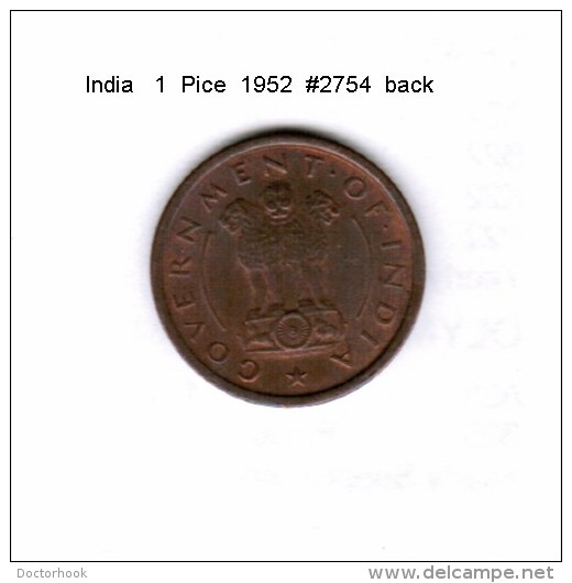 INDIA   1  PICE  1952  (KM # 1.4) - Indien