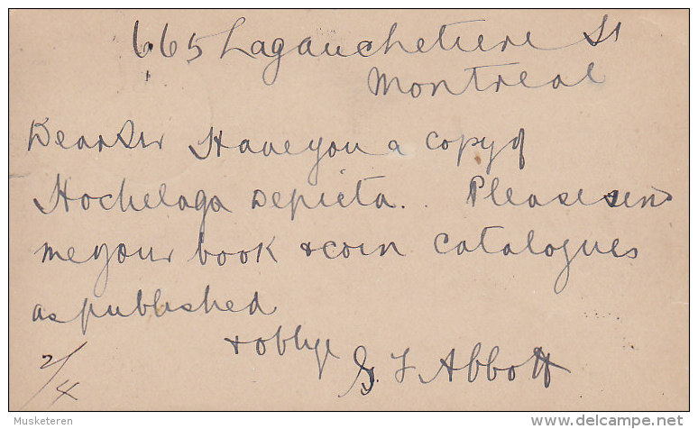 Canada Postal Stationery Ganzsache Entier Queen Victoria Deluxe MONTREAL  To TRENTON New Jersey USA (2 Scans) - 1860-1899 Règne De Victoria