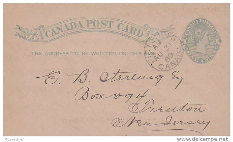 Canada Postal Stationery Ganzsache Entier Queen Victoria Deluxe PICTOWNS 1889  To TRENTON New Jersey USA (2 Scans) - 1860-1899 Règne De Victoria