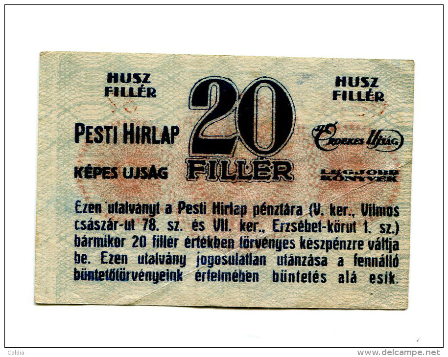 Hongrie Hungary Ungarn SET (ND)  20 Filler "" PESTI  HIRLAP "" - Hungary