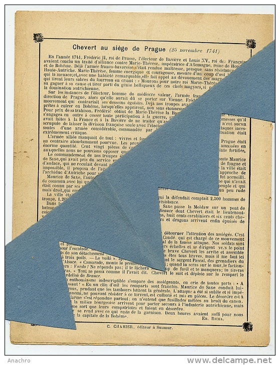 MILITAIRE Les HEROS De L' ARMEE FRANCAISE Couverture Protège Cahier 1741 CHEVERT Siège De PRAGUE   / Coll. CHARIER - Book Covers