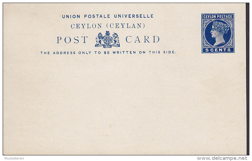 Ceylon Ceylan Postal Stationery Ganzsache Entier 5 Cents Queen Königin Victoria (2 Scans) - Ceylan (...-1947)