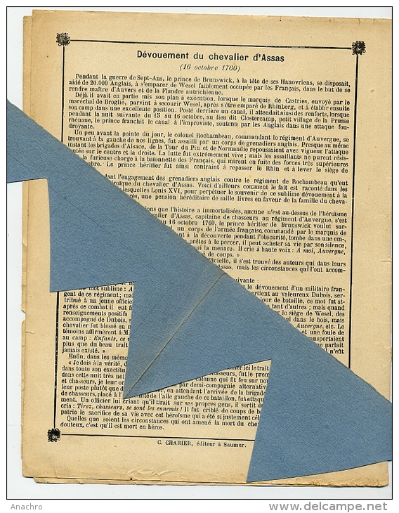 MILITAIRE Les HEROS De L´ ARMEE FRANCAISE Protège Cahier 1760 Chevalier D' ASSAS "A Moi, AUVERGNE " / Coll. CHARIER - Book Covers