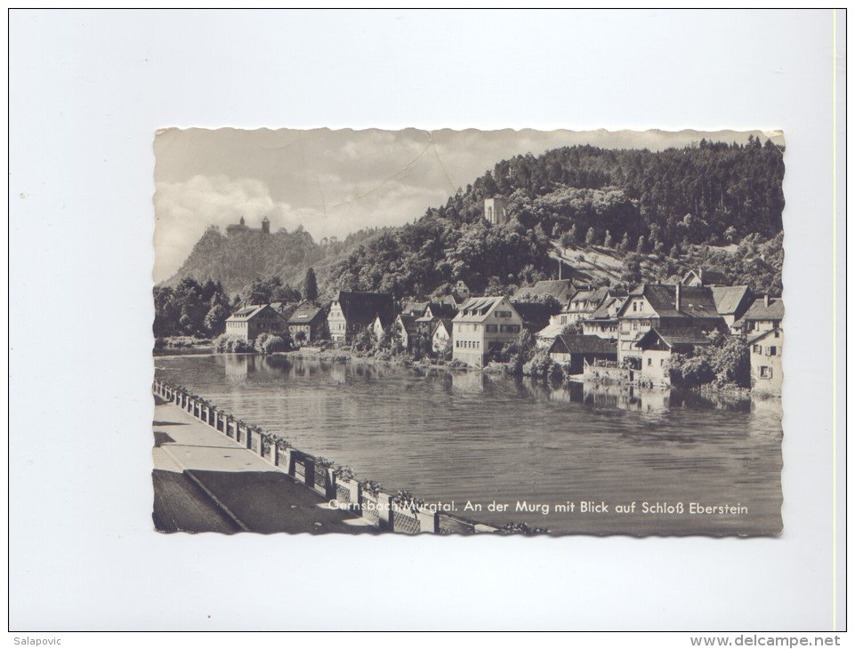 Gernsbach Im Murgtal AN DER MURG MIT BLICK AUF SCHLOSS EBERSTEIN  1962   2 SCANS - Gernsbach