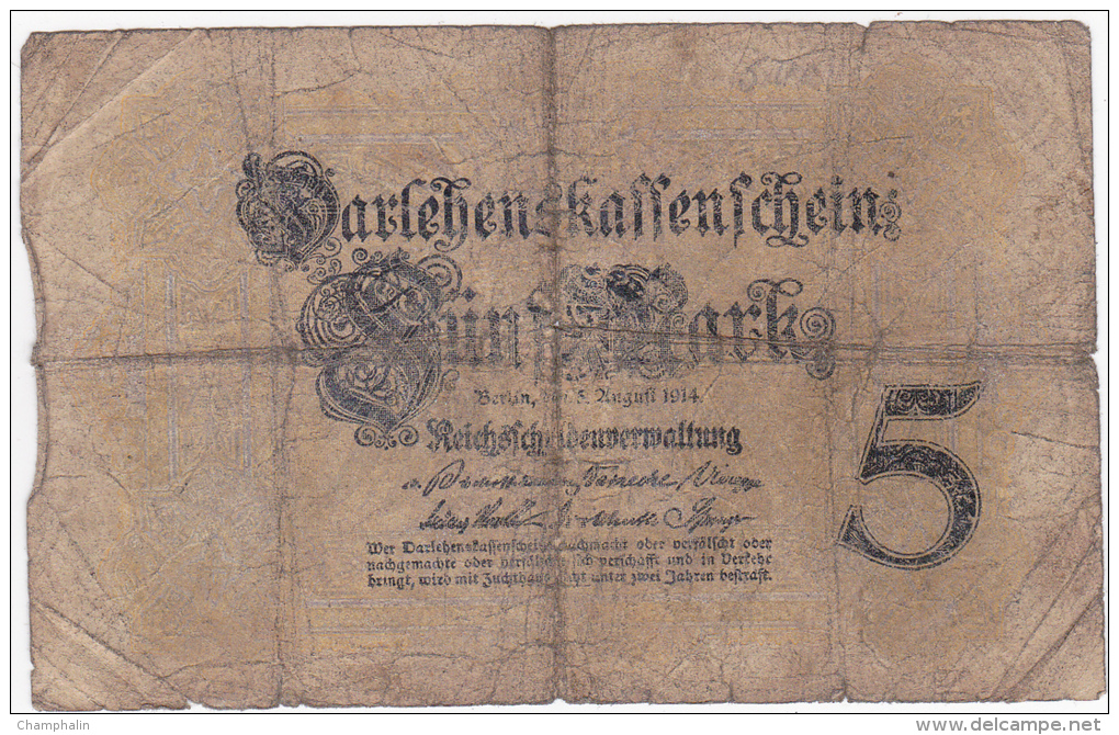 Allemagne - Billet De 5 Mark - 5 Août 1914 - 5 Mark