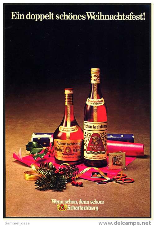 Reklame Werbeanzeige  -  Scharlachberg Meisterbrand  ,  Ein Doppelt Schönes Weihnachtsfest  ,  Von 1973 - Alkohol