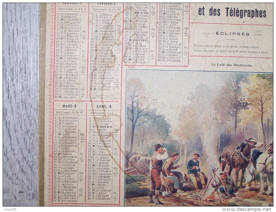 @ 1926 ALMANACH CALENDRIER DES POSTES ET DES TELEGRAPHES DESSIN ILLUSTRATION LE CAFE DES BUCHERONS - Tamaño Grande : 1921-40