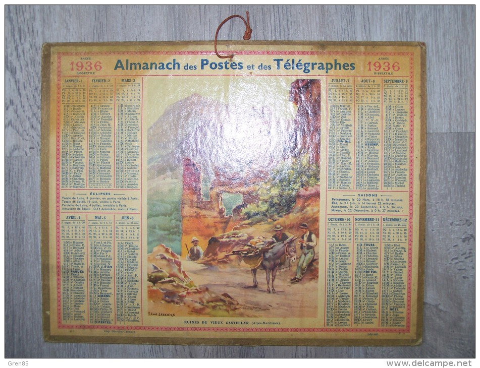@ 1936 ALMANACH CALENDRIER DES POSTES ET DES TELEGRAPHES DESSIN ILLUSTRATION RUINES DU VIEUX CASTELLAR, ARDENNES 08 - Tamaño Grande : 1921-40