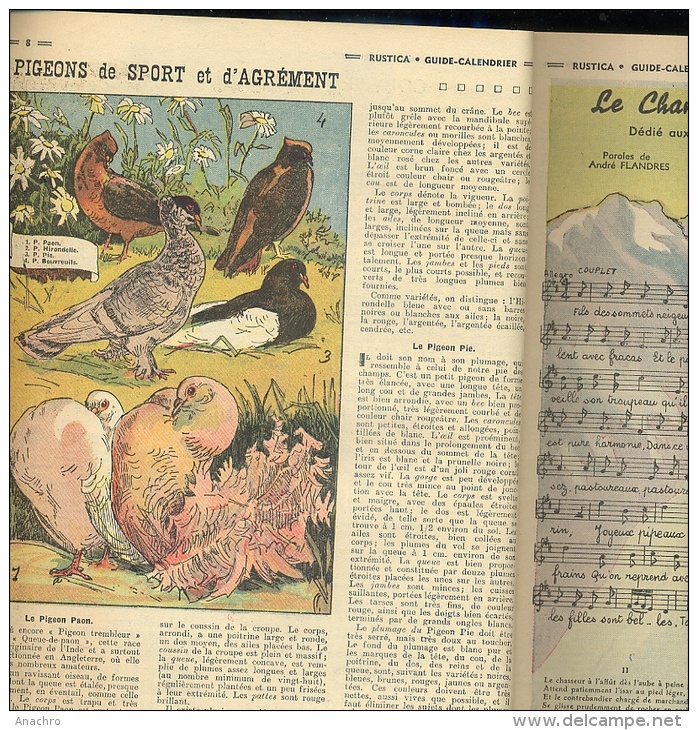 RUSTICA Supplément CALENDRIER 1952 PIGEONS CHASSE COIFFES TRADITION  JEUX OLYMPIQUES / 98 Pages - Garden