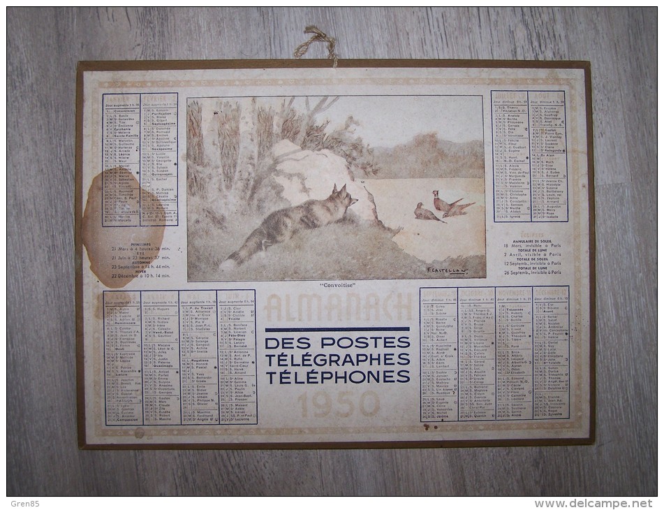 @ 1950 ALMANACH CALENDRIER DES POSTES TELEGRAPHES TELEPHONES, CONVOITISE, CASTELLAN, OLLER, ARDENNES 08 - Big : 1941-60