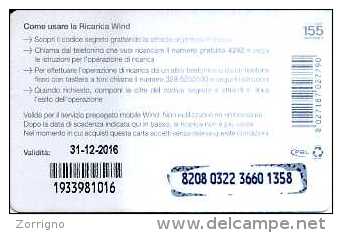 Ricarica Wind Minuto Vero - € 5,00 - 31.12.2016 - Schede GSM, Prepagate & Ricariche