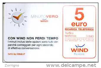 Ricarica Wind Minuto Vero - € 5,00 - 31.12.2016 - Schede GSM, Prepagate & Ricariche