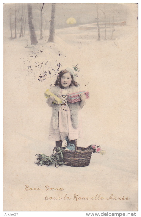 CPA - Fantaisie - Enfant - Bonne Année - Neige - Collection Idéale - 44 - Taferelen En Landschappen