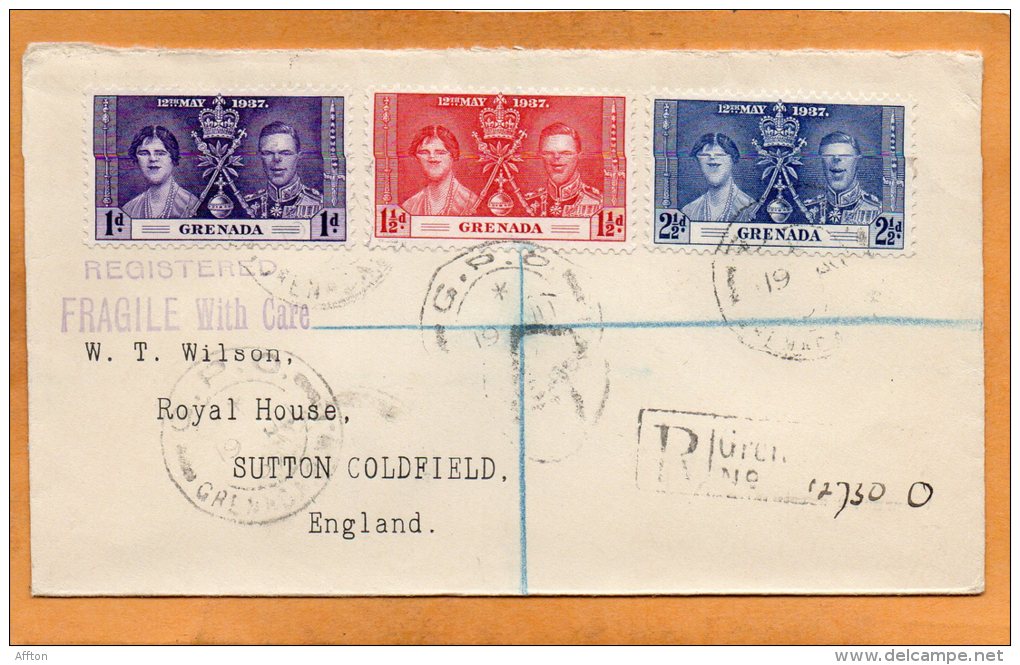 Grenada 1937 Registered Cover - Grenada (...-1974)