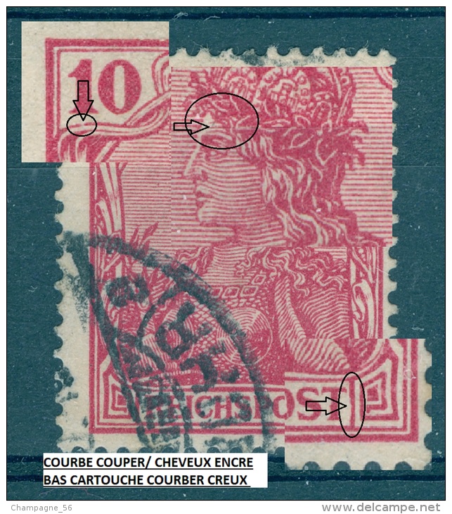 VARIÉTÉS 1900  N° 54  REICHSPOST 10 OBLITÉRÉ YVERT TELLIER 0.80 € - Plaatfouten & Curiosa