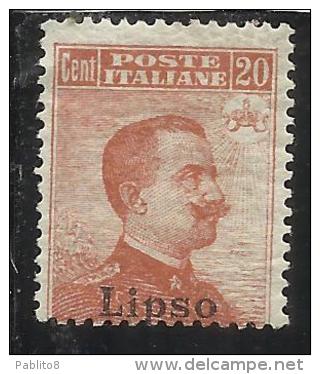 COLONIE ITALIANE EGEO 1917 LIPSO SOPRASTAMPATO D´ITALIA ITALY OVERPRINTED CENT 15 SENZA FILIGRANA UNWATERMARK MH - Aegean (Lipso)