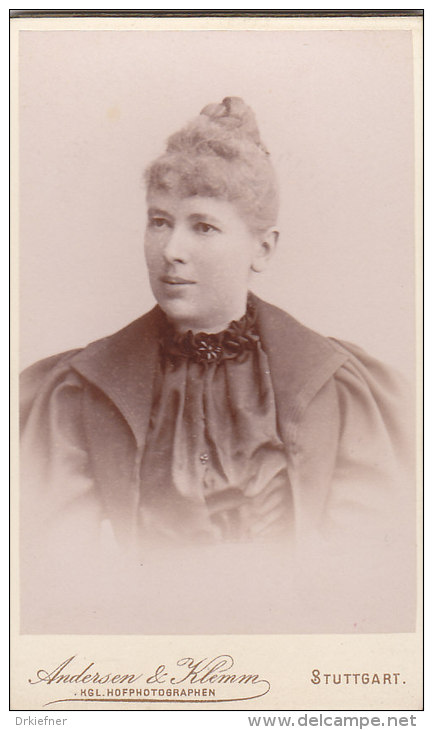 Kabinettfoto, Julie Fehleisen Als Junge Frau, Sirnau, Verh. Herdeger Renningen, Foto: Andersen/Klemm Stuttgart 1890 - Alte (vor 1900)