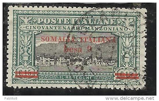 COLONIE ITALIANE SOMALIA 1924 MANZONI 9 BESA SU 15 CENT USATO USED OBLITERE' - Somalia