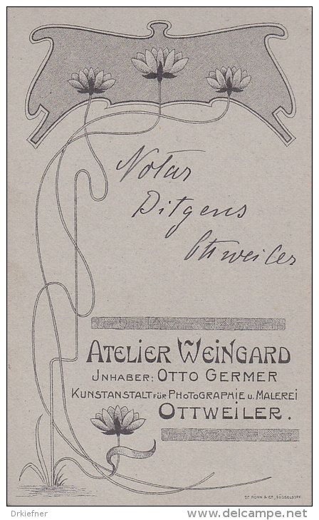 Kabinettfoto, Notar Ditgen Mit Frau Und Tochter, Ottweiler, Foto: Weingard, Ottweiler, Um 1905, JUGENDSTIL-Druck - Identifizierten Personen