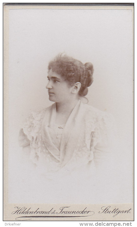 Kabinettfoto, Pilar Gutscher Als Junge Frau, Foto: Hildenbrand & Traunecker,  Stuttgart Um 1897 - Alte (vor 1900)