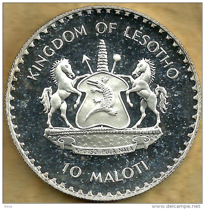 LESOTHO 10 MALOTI  EMBLEM FRONT GEORGE WASHINGTON BACK 1982 AG SILVER PROOF KM41 READ DESCRIPTION CAREFULLY !!! - Lesotho