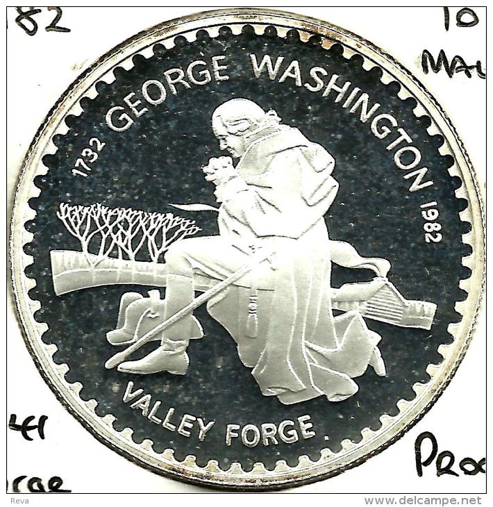 LESOTHO 10 MALOTI  EMBLEM FRONT GEORGE WASHINGTON BACK 1982 AG SILVER PROOF KM41 READ DESCRIPTION CAREFULLY !!! - Lesotho