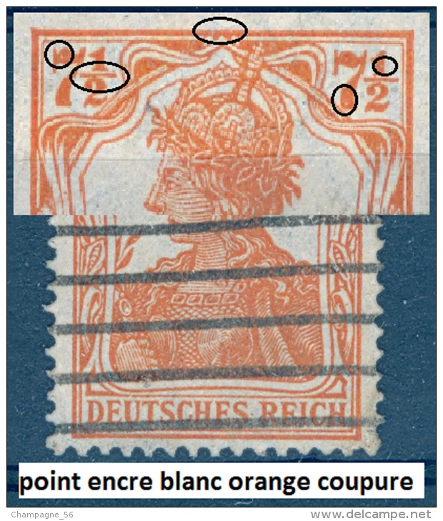 VARIÉTÉS 1916 - 19  N° 98 DEUTSCHES REICH 7 1/2  OBLITÉRÉ YVERT TELLIER 0.80 € - Plaatfouten & Curiosa