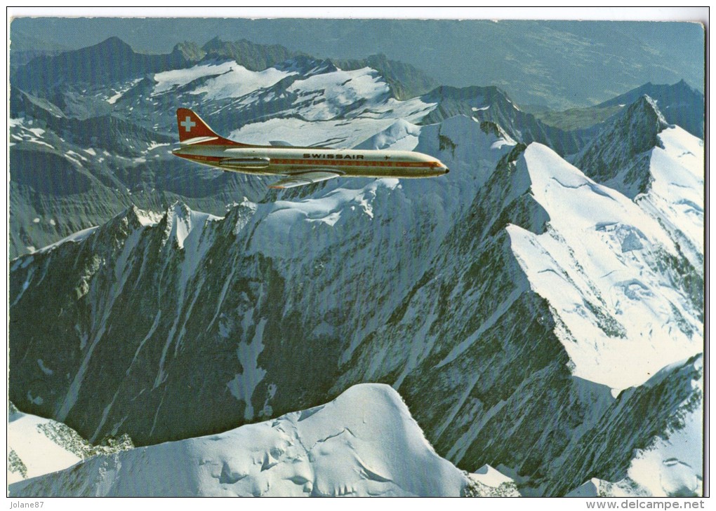 CPM   SWISSAIR CARAVELLE EN VOL  AU DESSUS DES ALPES     UBER DEN SCHWEIZER ALPEN - 1946-....: Moderne