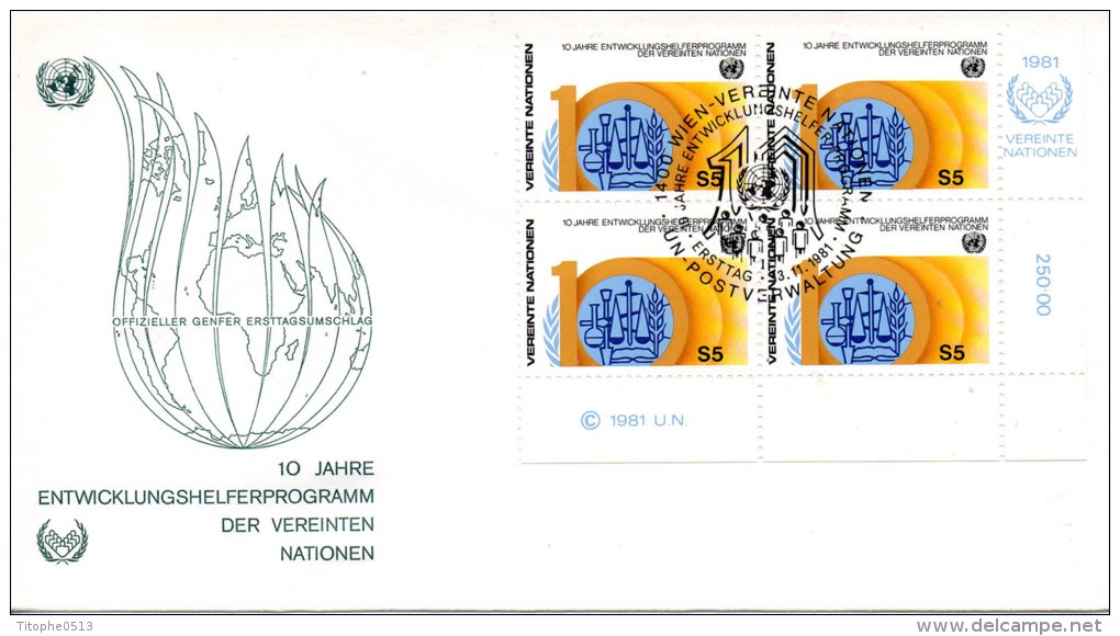 ONU VIENNE. N°21 X4 Sur Enveloppe 1er Jour (FDC) De 1981. Volontaires De L´ONU. - FDC