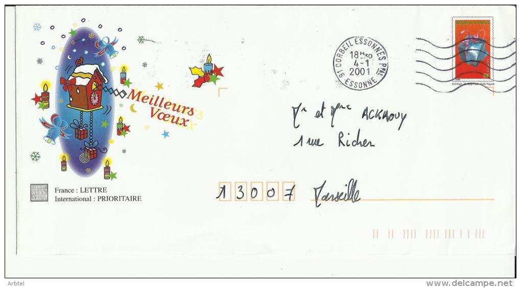 FRANCIA ENTERO POSTAL NAVIDAD RELOJ CUCO VELA - Horlogerie