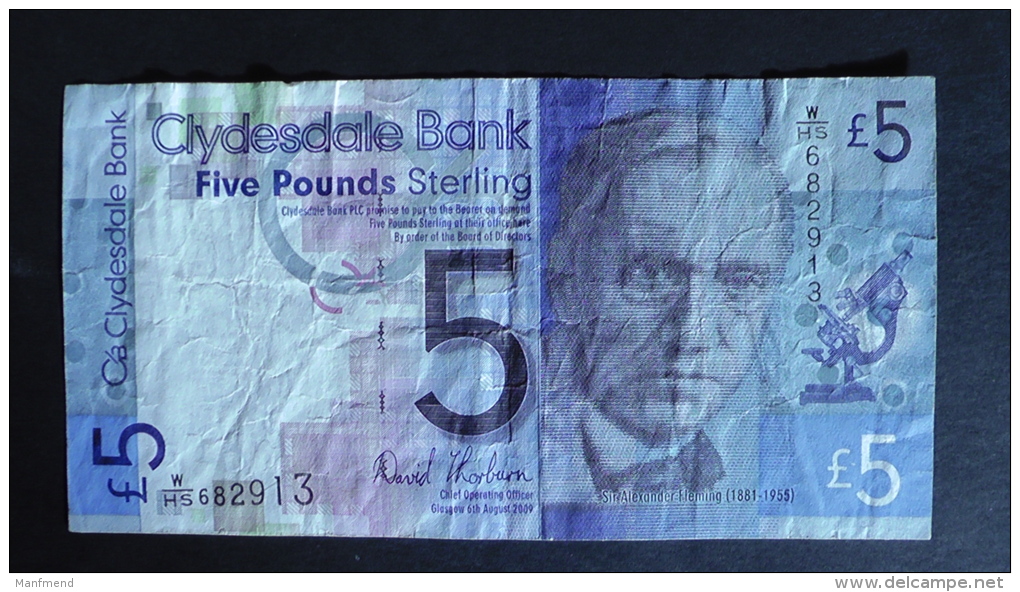 Scotland - 5 Pound - 2009 - P 229 - VF - Look Scan - 1 Pound