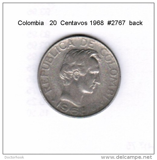 COLOMBIA    20  CENTAVOS  1968  (KM # 227) - Colombie