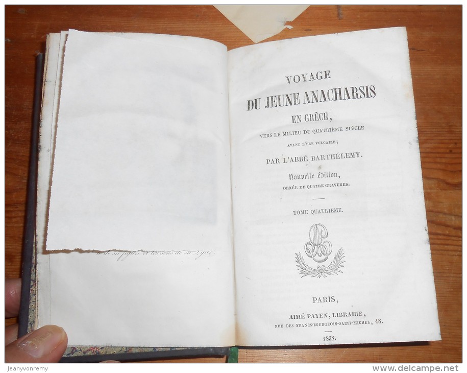 Voyage du Jeune Anacharsis en Grèce. Par l'Abbé Barthélémy. 4 volumes. 1838.