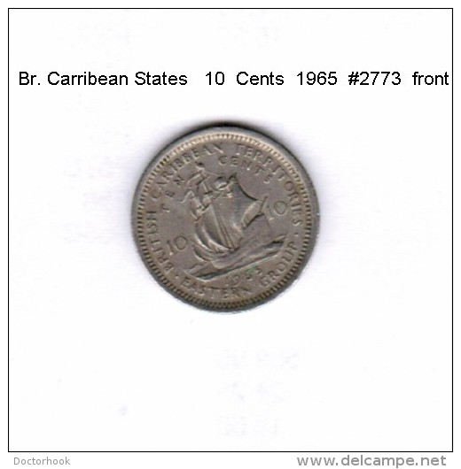 EAST CARIBBEAN TERRITORIES    10  CENTS  1965  (KM # 5) - Caraibi Orientali (Territori)