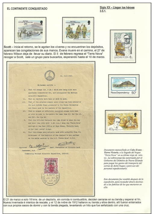 ANTÁRTIDA - EXPLORADORES - SCOTT - DOCUMENTO OFICIAL - 1913 - Explorateurs & Célébrités Polaires