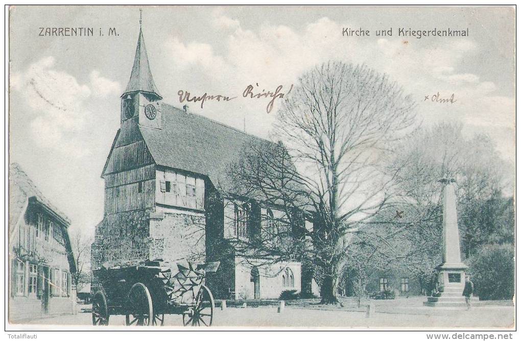 Zarrentin In Mecklenburg Kirche M Kriegerdenkmal Pferde Wagen Holz 3.4.1910 Gelaufen - Zarrentin