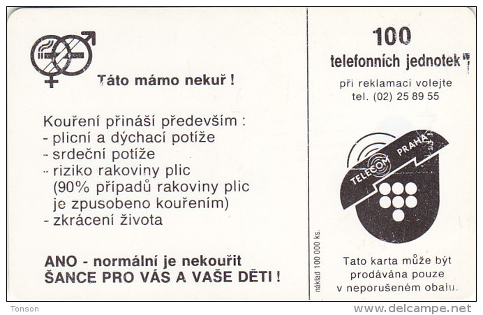 Czechoslovakia, CS-CSF-PUB-0010B, Mum, Papa Dont Smoke!, 2 Scans.    Chip : SC5  SB - Czechoslovakia