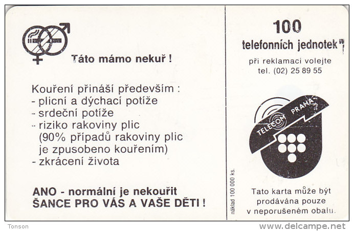 Czechoslovakia, CS-CSF-PUB-0010B, Mum, Papa Dont Smoke!, 2 Scans.    Chip : SC5  SB - Tchécoslovaquie