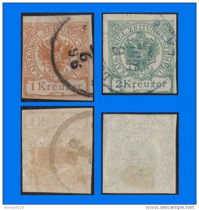 AT 1890, Arms Of Austria, Set Of 2 Stamps, Imperf Used - Dagbladen
