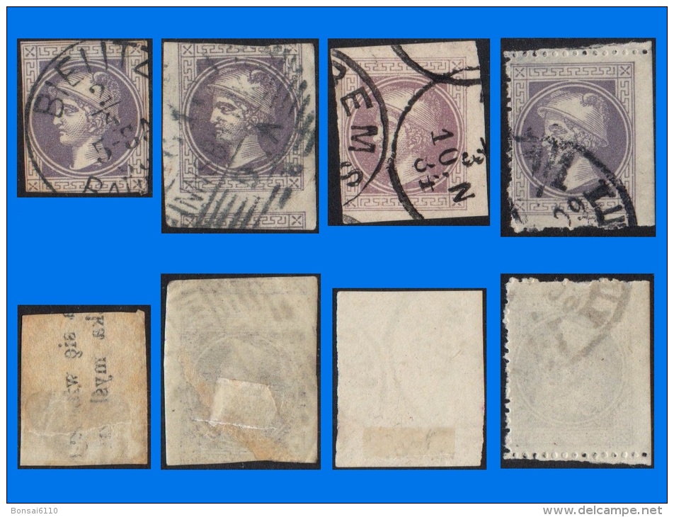 AT 1867, Mercury 1K Lilac (x 4) Imperforate/Perf Stamps, Used - Zeitungsmarken