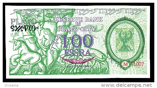Land Of Muggy 100 Essra Blue Numbered Banknote - Other & Unclassified