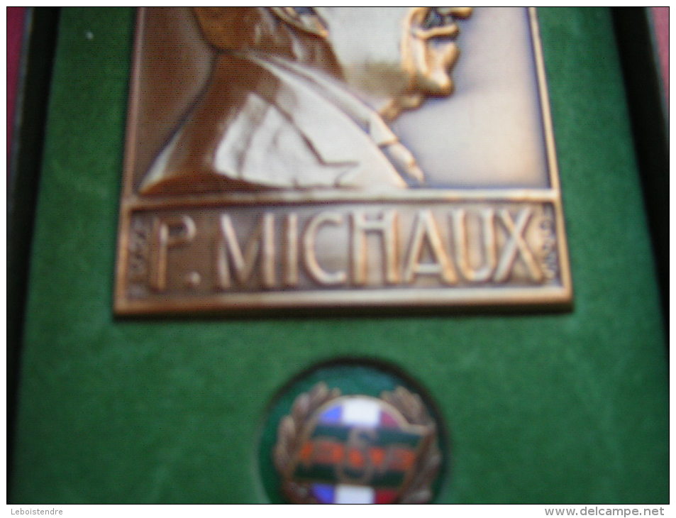 BELLE MEDAILLE EN BRONZE SIGNEE VILLANDRE ET SA BOITE F S C F  PIERRE MICHAUX 1854 / 1923  RECONNAISSANCE FEDERALE - Professionnels / De Société