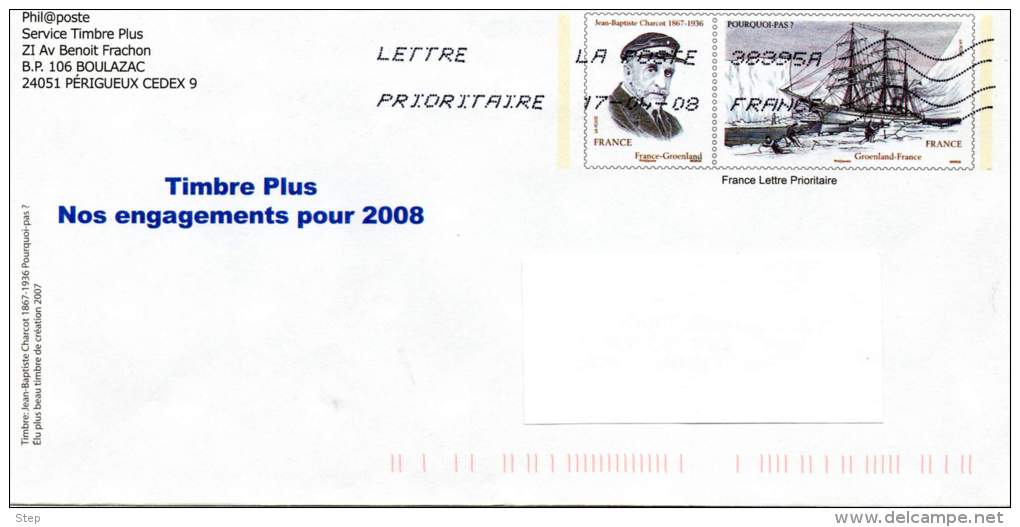 PAP TSC PHILAPOSTE Timbre DYPTIQUE FRANCE-GROENLAND CHARCOT ET LE POURQUOI-PAS - Prêts-à-poster:Stamped On Demand & Semi-official Overprinting (1995-...)