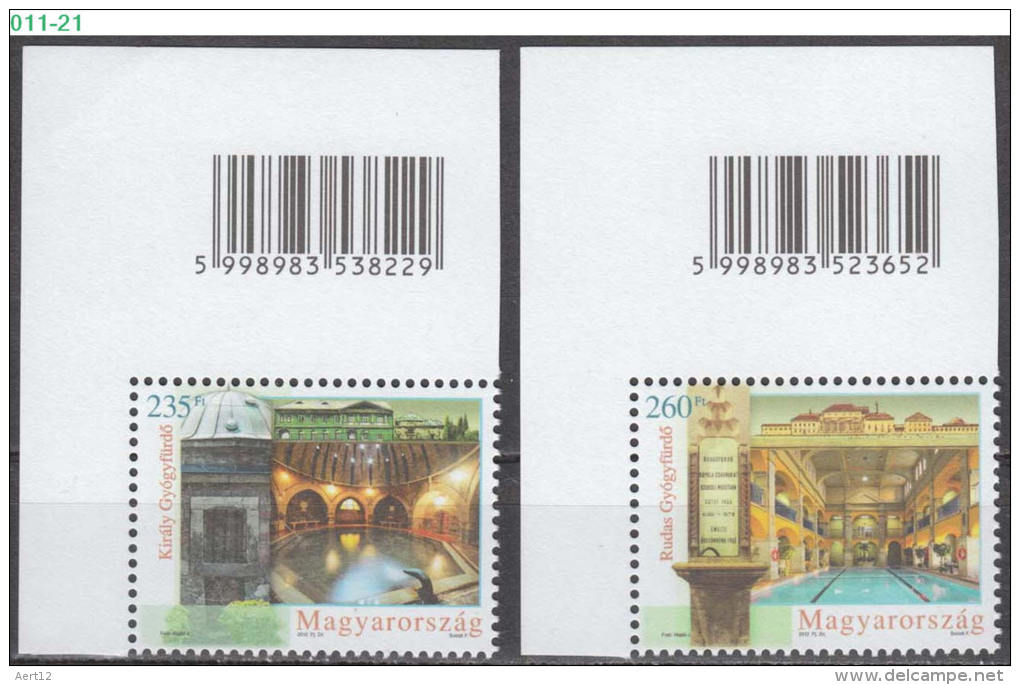 HUNGARY, 2012, Health Tourism - Spas II, Barcode, Architecture, MNH (**), Sc/Mi 4227-28 / 5547-48 - Thermalisme